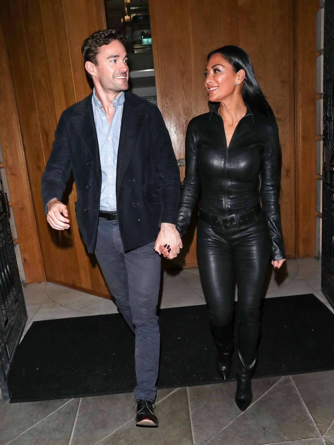 Nicole Scherzinger 2020 : Nicole Scherzinger in Leather Catsuit with Thom Evans – Out in London-15
