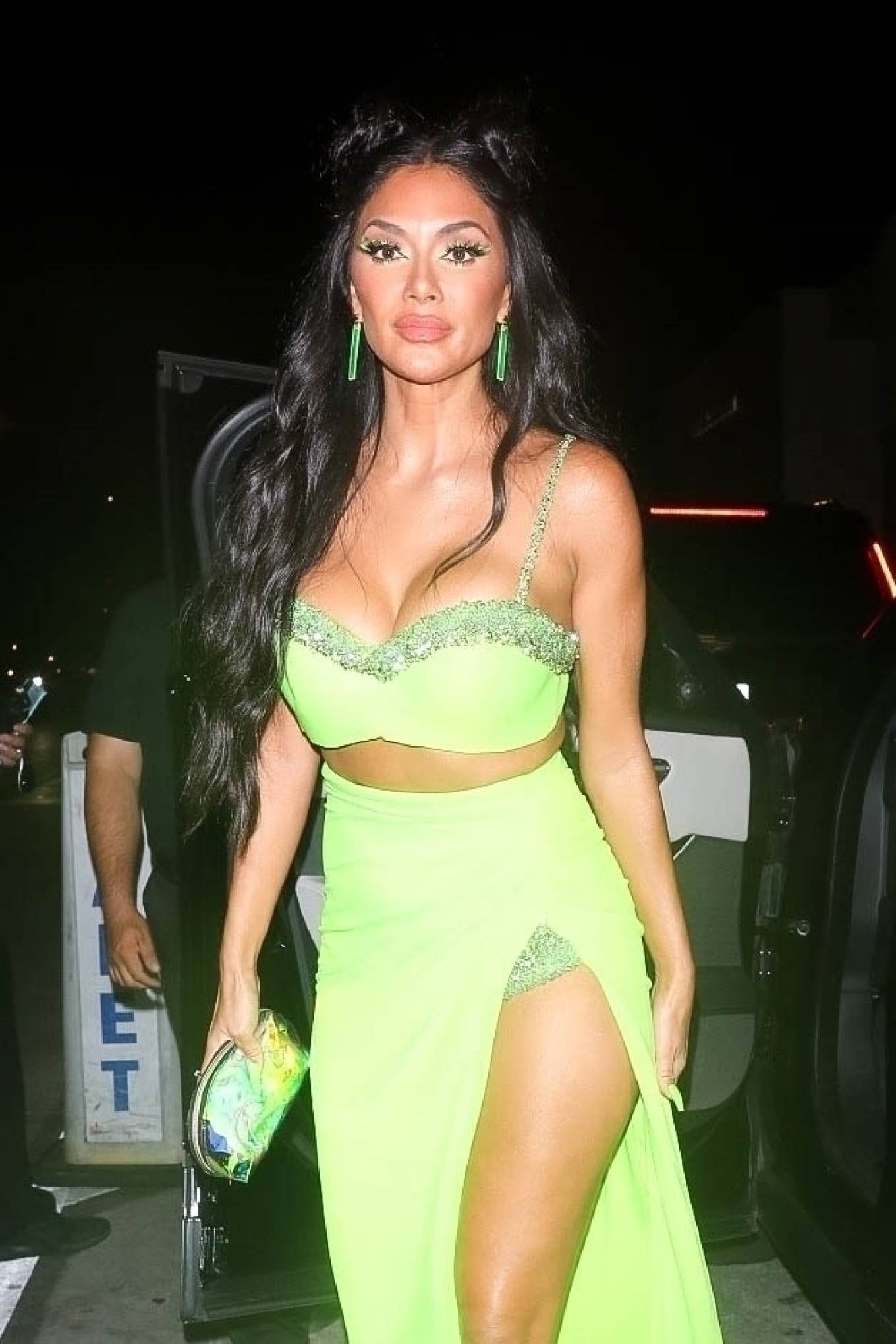 Nicole Scherzinger 2021 : Nicole Scherzinger – Night out in a neon green dress at Catch LA in West Hollywood-23