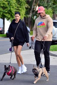 Nicole Williams and Larry English - Walk there pups in Los Angeles