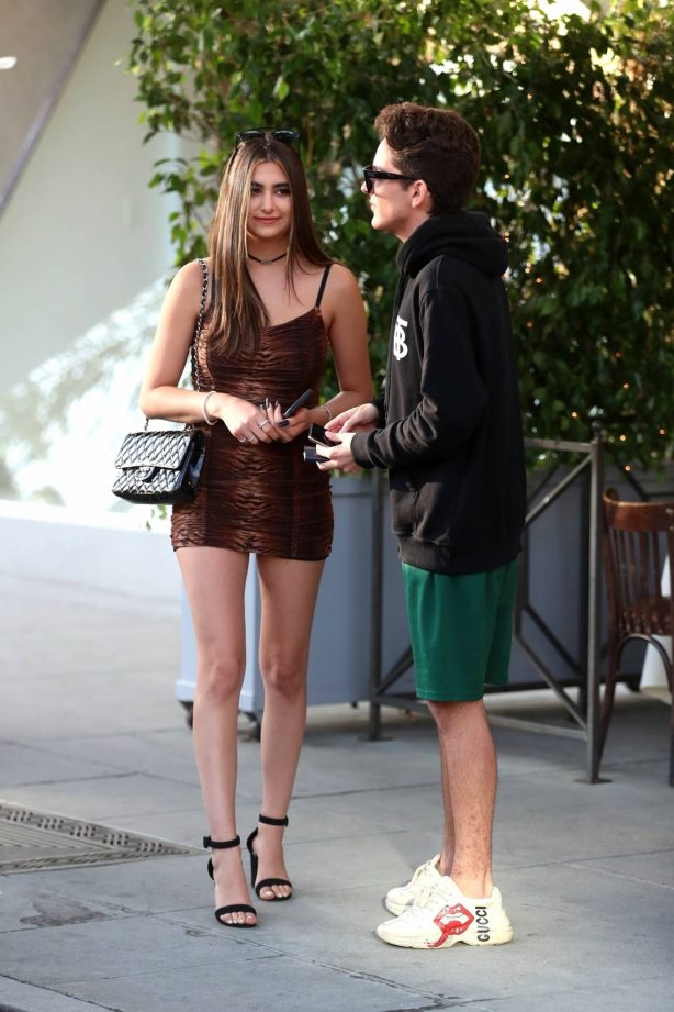 Nicolette Gray and her boyfriend go on a dinner date at Il Pastaio in Beverly Hills