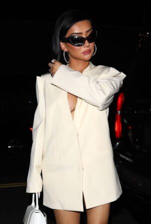 Nikita Dragun - wears low-cut oversized blazer to Drake's 35th Birthday in Los Angeles
