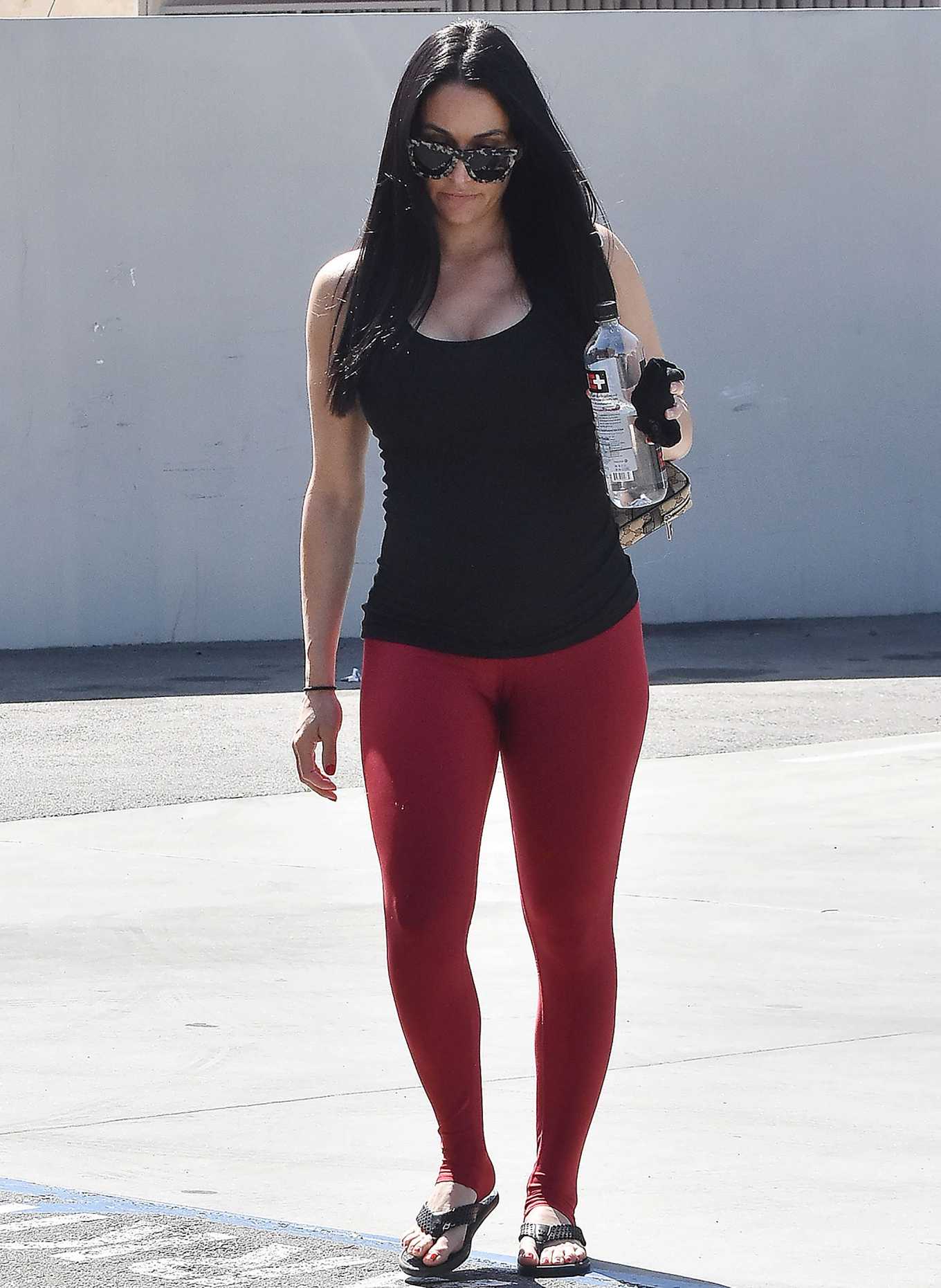 Nikki Bella in red Tights â€“ Out and about in Los Angeles