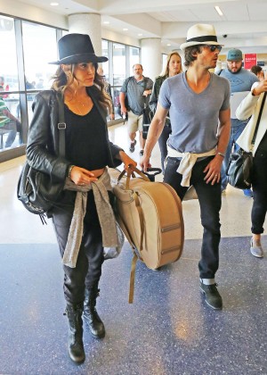 Nikki Reed and Ian Somerhalder at LAX Airport in LA