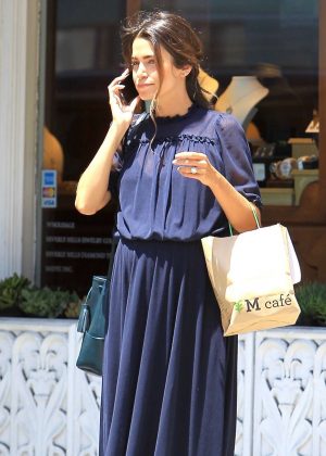 Nikki Reed sin Long Dress at M Cafe in Beverly Hills