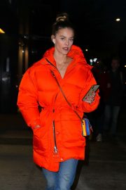 Nina Agdal in Red Jacket - Out in New York City