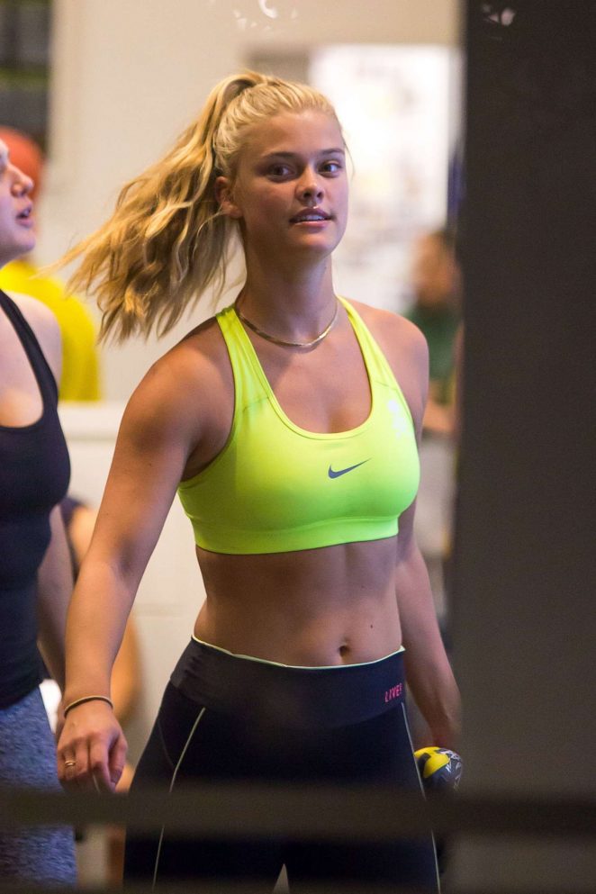 Nina Agdal in Tights at SoulCycle gym in New York