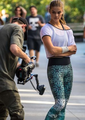 Nina Agdal on the Set of a photoshoot in Brooklyn