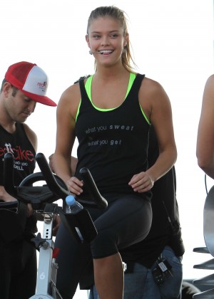 Nina Agdal - SuperSweat Redbike Spinning Event in Miami
