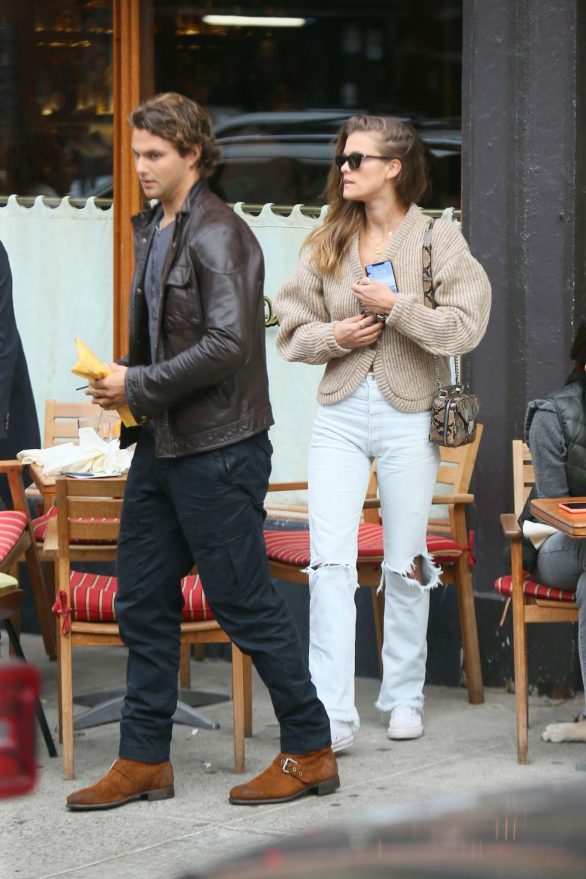 Nina Agdal with her boyfriend at Saint Ambrose in New York City