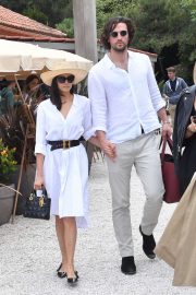 Nina Dobrev and Grant Mellon - Leaving La Guerite in Cannes
