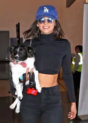 Nina Dobrev at LAX Airport with Her Dog in LA