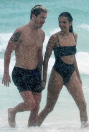 Nina Dobrev - In a bikini with Shaun White at the Beach in Tulum - Mexico