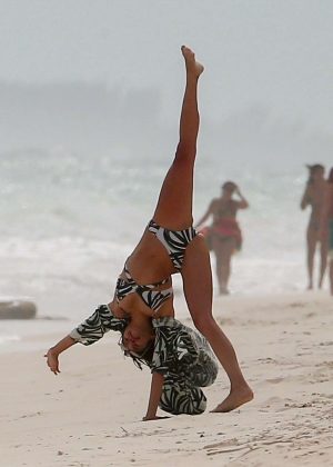 Nina Dobrev in Bikini at the beach in Tulum
