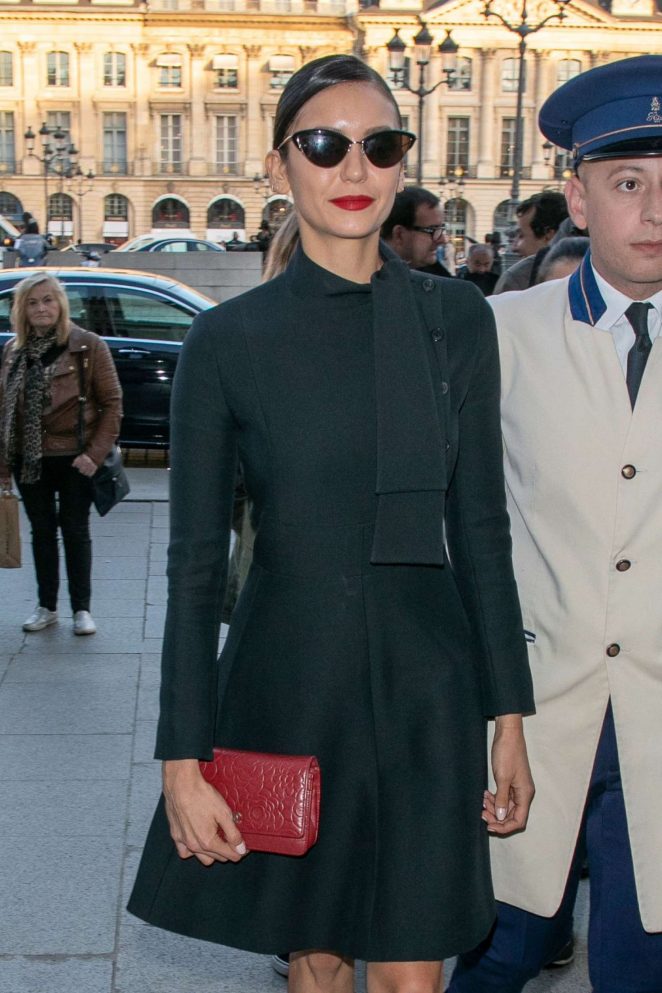 Nina Dobrev in Mini Dress - Out in Paris