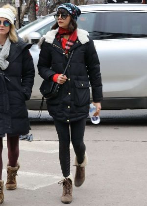 Nina Dobrev in Spandex - Out and about in Aspen