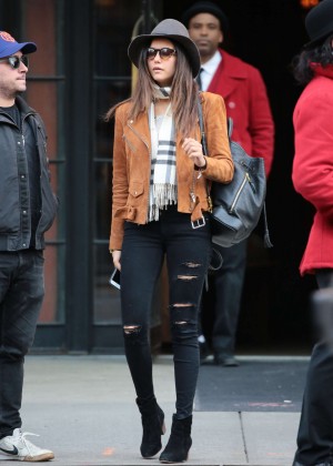 Nina Dobrev in Tight Jeans Leaves Her Hotel in New York
