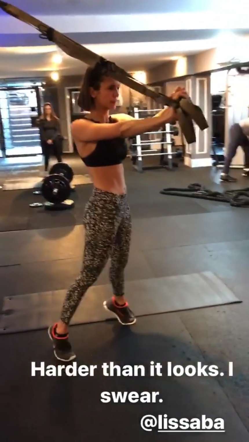 Nina Dobrev in Tights and Sports Bra Workout -07 | GotCeleb