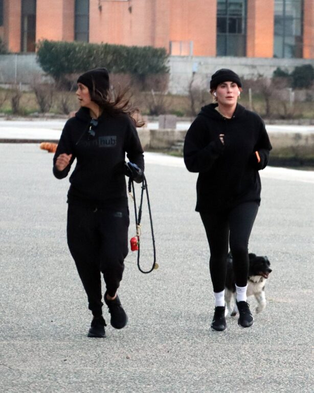 Nina Dobrev - Jogging with a friend at the promenade of Thessaloniki in Greece