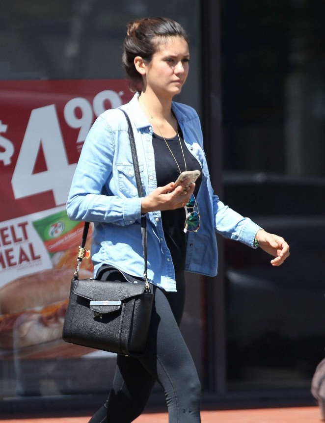 Nina Dobrev in Tights out in West Hollywood