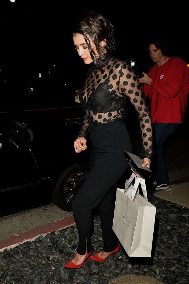 Nina Dobrev - Leaving a Dinner Party for Jimmy Choo in West Hollywood