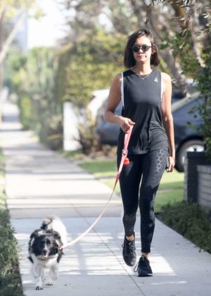 Nina Dobrev - Seen Out With Her Dog In Los Angeles
