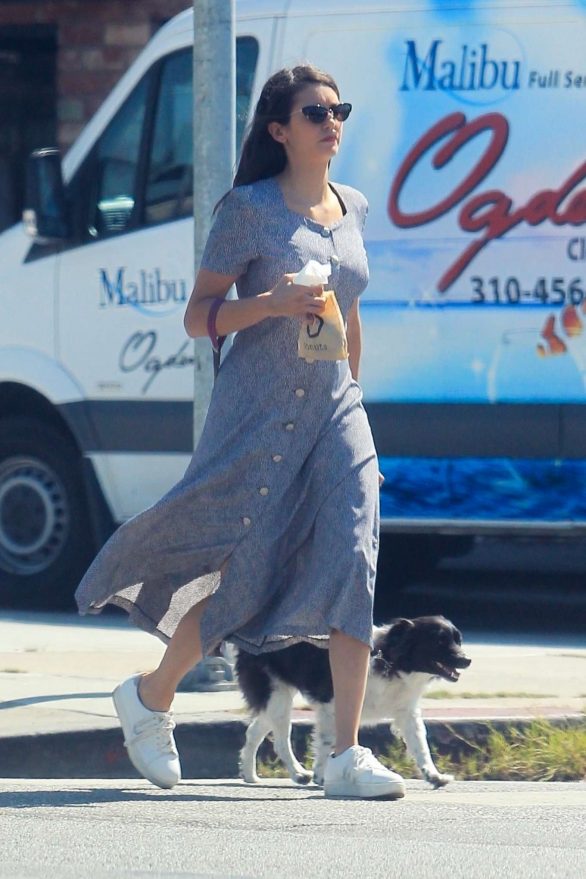 Nina Dobrev - Seen while takes her dog for a coffee run in Hollywood