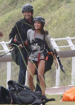 Nina Dobrev tries out paragliding in Rio