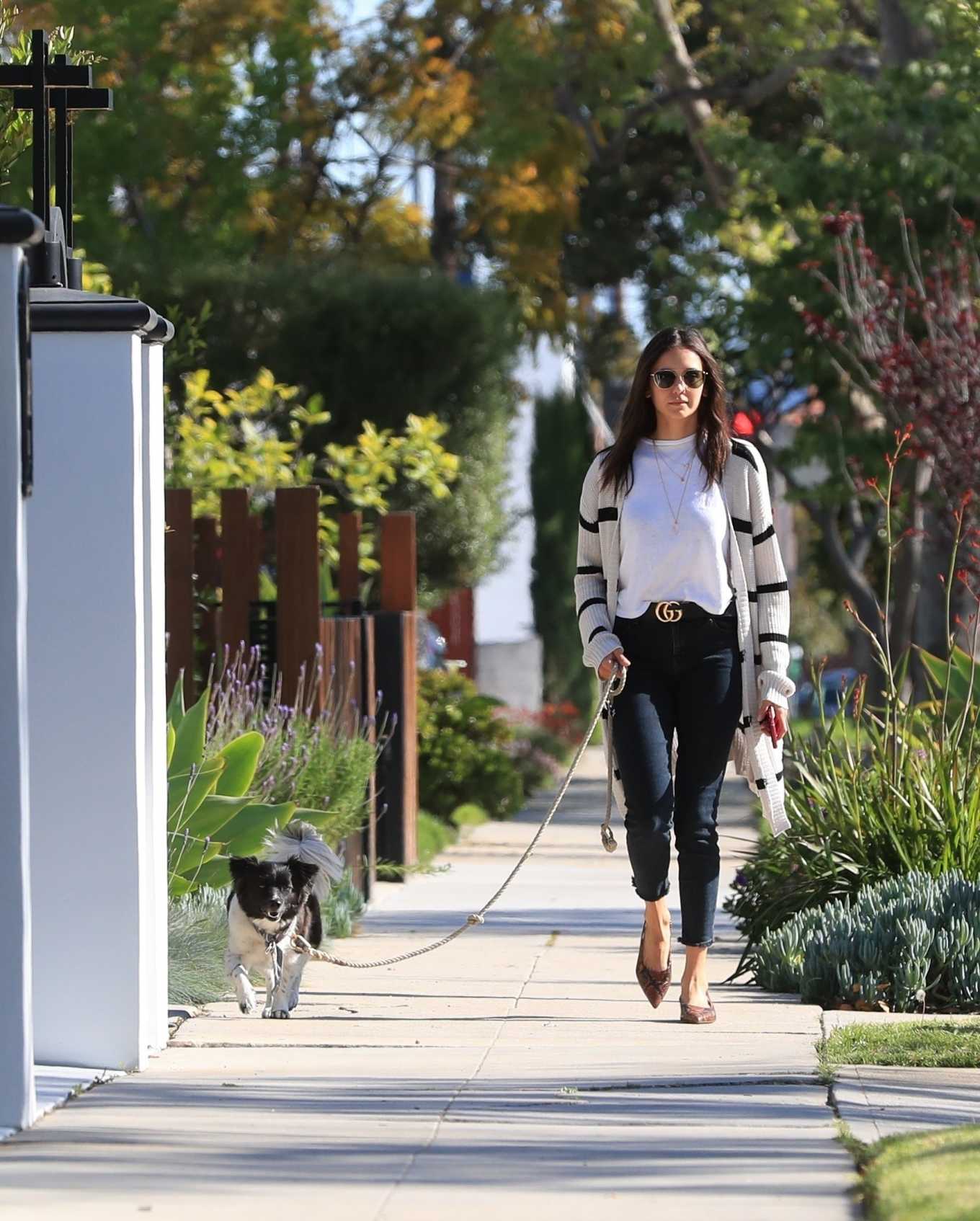 Nina Dobrev â€“ Walks her pup in LA