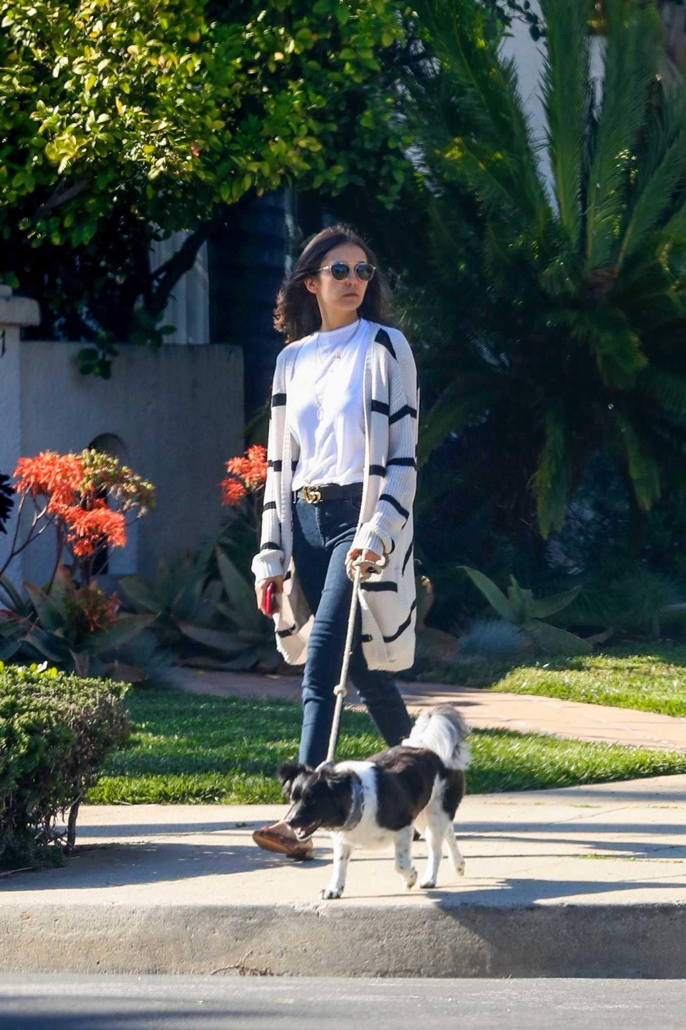 Nina Dobrev â€“ Walks her pup in LA