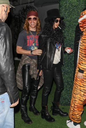 Nina Dobrev - With Boyfriend Shawn White Rock Out at a Halloween Party in WeHo