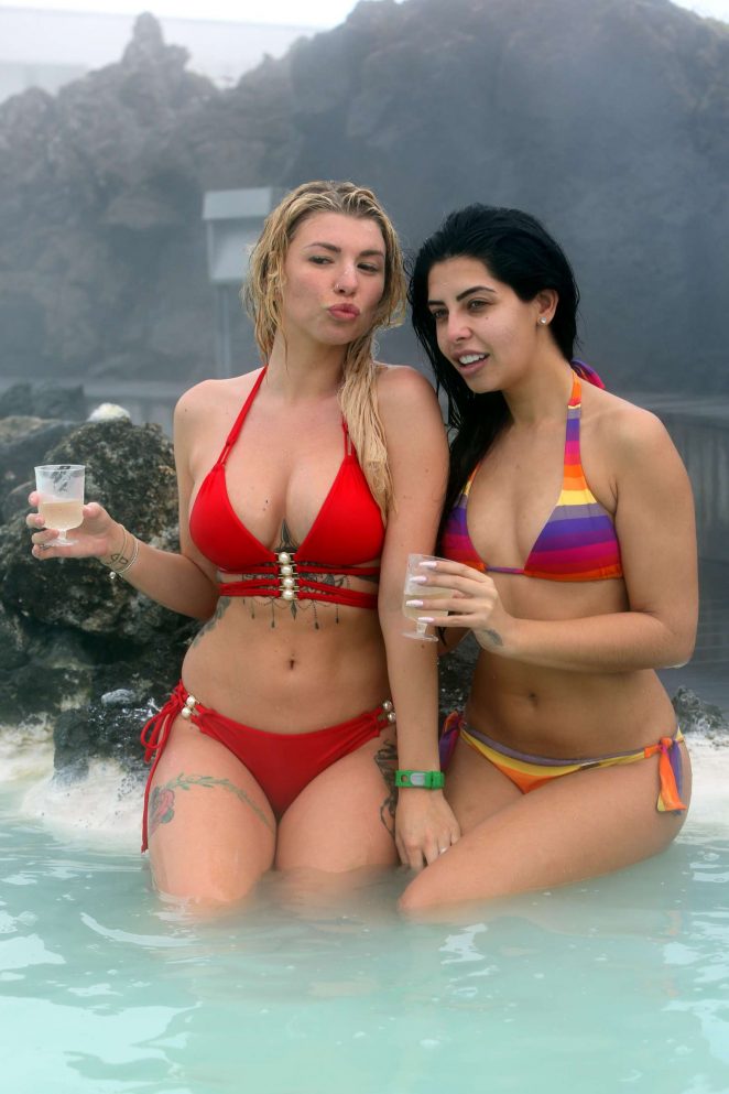 Olivia Buckland and Cara De La Hoyde in Bikini at Blue Lagoon Spa in Iceland