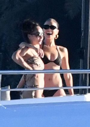 Olivia Culpo and Cara Santana in Bikini on a yacht in Miami