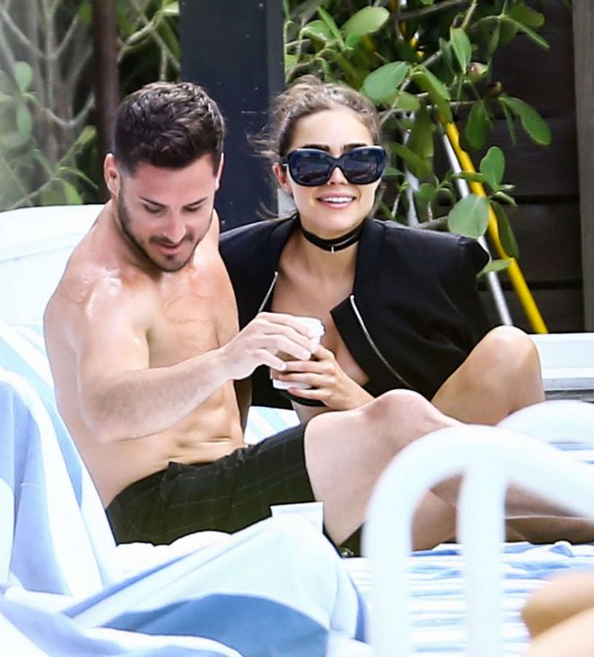 Olivia Culpo and Danny Amendola at the pool in Miami