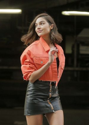 Olivia Culpo in Leather Mini Skirt – Out in NYC | GotCeleb