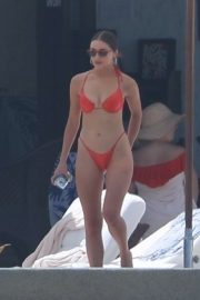 Olivia Culpo in Red Bikini on vacation in Cabo San Lucas