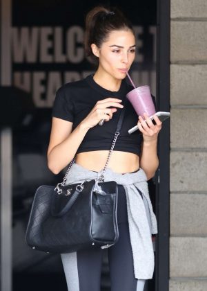 Olivia Culpo in Tights - Leaves the gym in Los Angeles