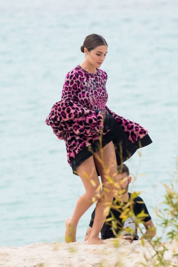 Olivia Culpo - On set of a photoshoot in Cannes