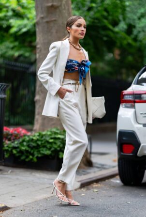 Olivia Culpo - Wearing Etro and Bottega Veneta in Gramercy Park in NYC