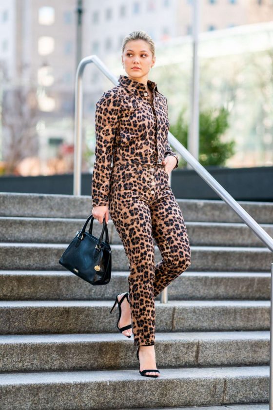 Olivia Holt in Animal Print - Out in NYC