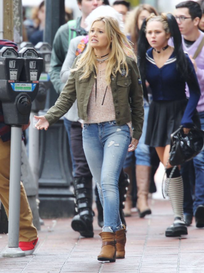 Olivia Holt - On the Set of 'Status Update' in Vancouver
