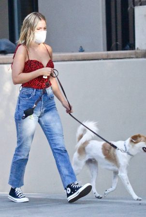 Olivia Holt - Out for a dog walk in Studio City