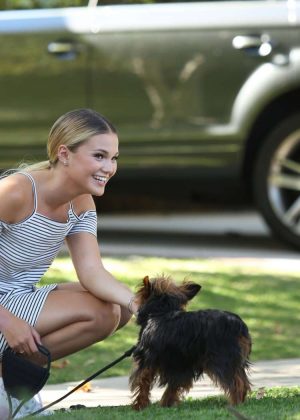 Olivia Holt - Seen while walking her dogs in Los Angeles