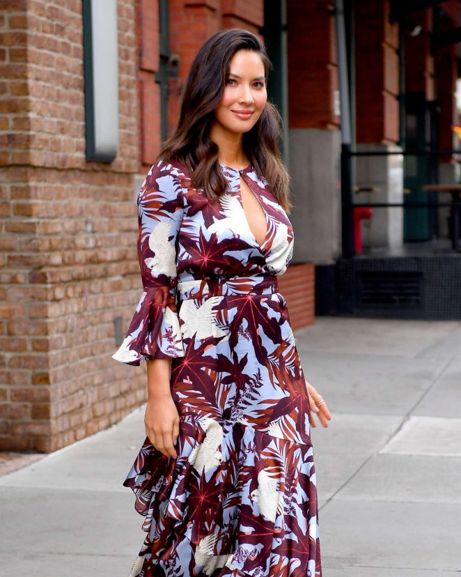 Olivia Munn in Floral Dress - Leaves The Greenwich Hotel in NYC