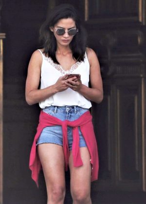Olivia Munn - On the set of 'The Buddy Games' in Vancouver