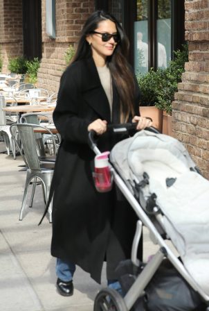 Olivia Munn - Seen with Uppababy stroller in New York City
