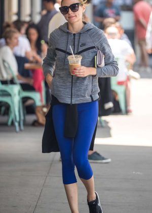Olivia Palermo in Blue Tights Out in Brooklyn