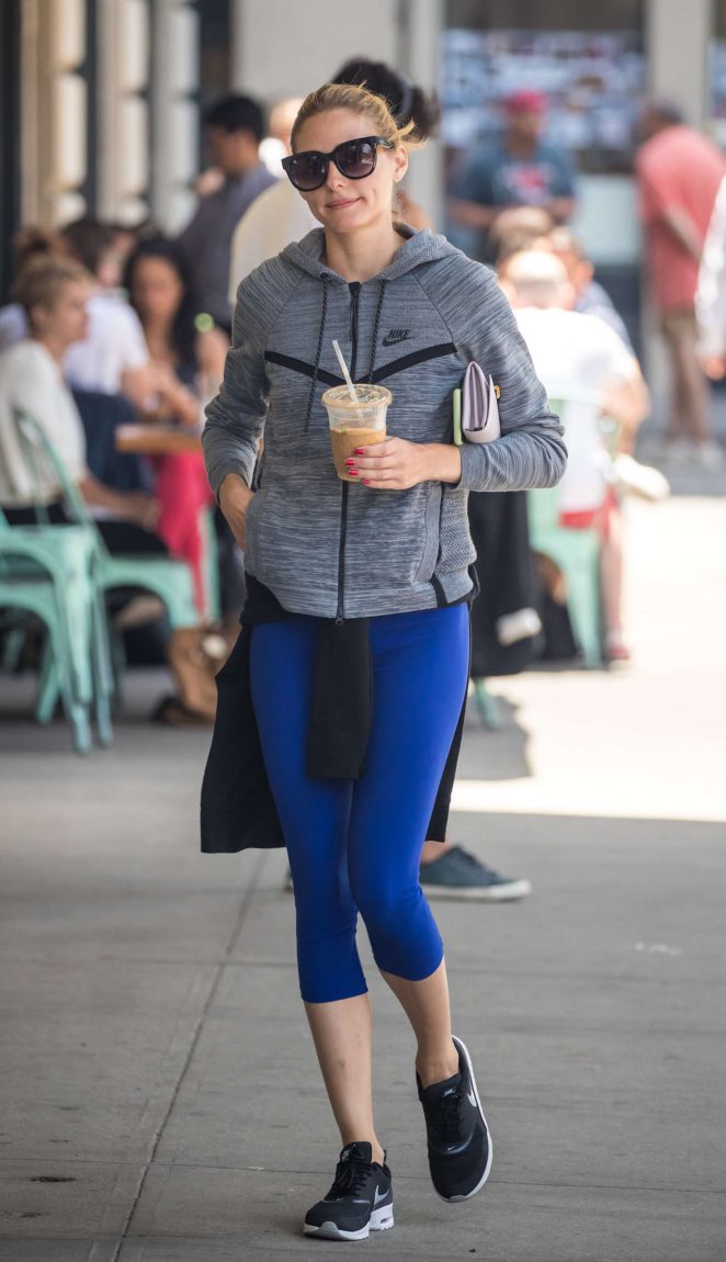 Olivia Palermo in Blue Tights Out in Brooklyn