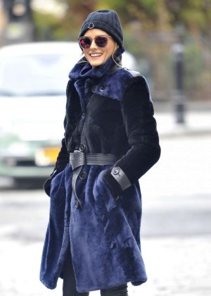 Olivia Palermo in Fur Coat Out in New York