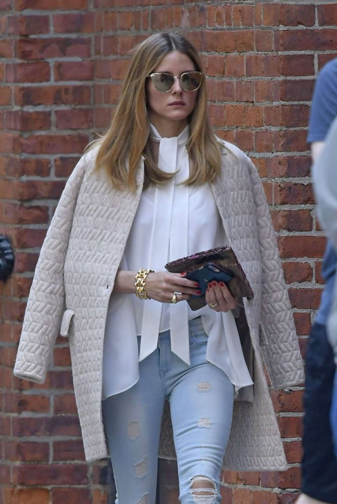 Olivia Palermo in Ripped Jeans Out in New York
