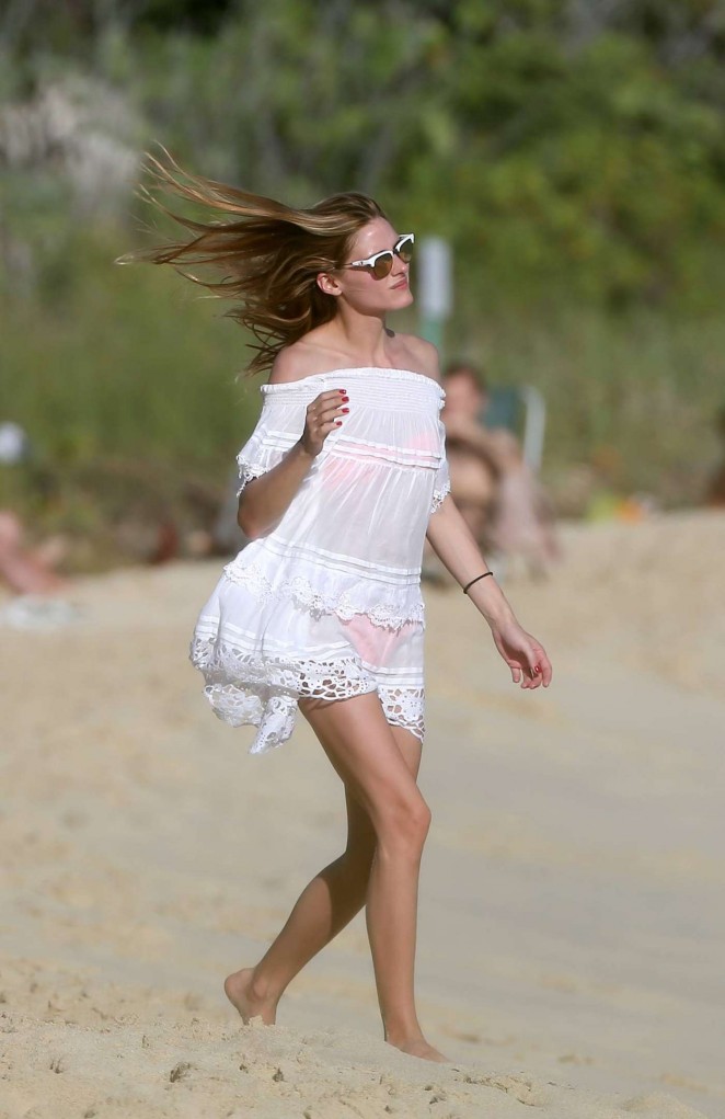 Olivia Palermo on the beach in St Barts